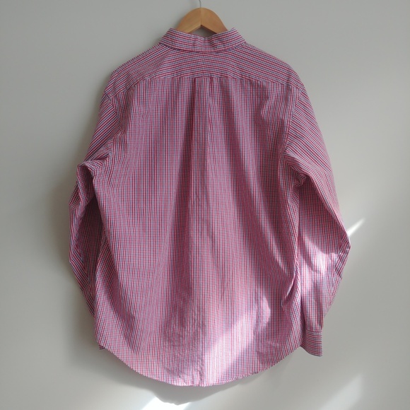 Lands' End Mens White Red Blue Plaid Button Down Shirt 100% cotton XL - Picture 13 of 13